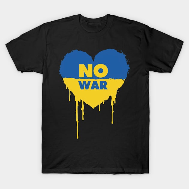 Ukraine flag in a heart shape, no war T-Shirt by VinagreShop